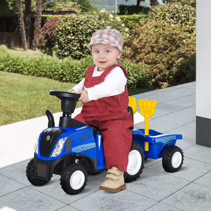 tractor for children rideable with trailer, rake and blade 12-36 months - blue - Borgè