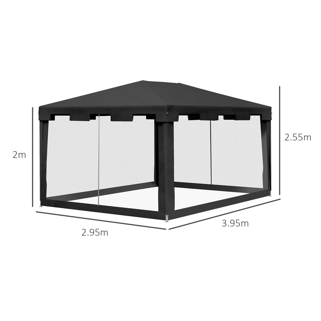 Outsunny Gazebo 4x3 m folding with mosquito net and 2 inputs, in metal and pe, dark gray - Borgè