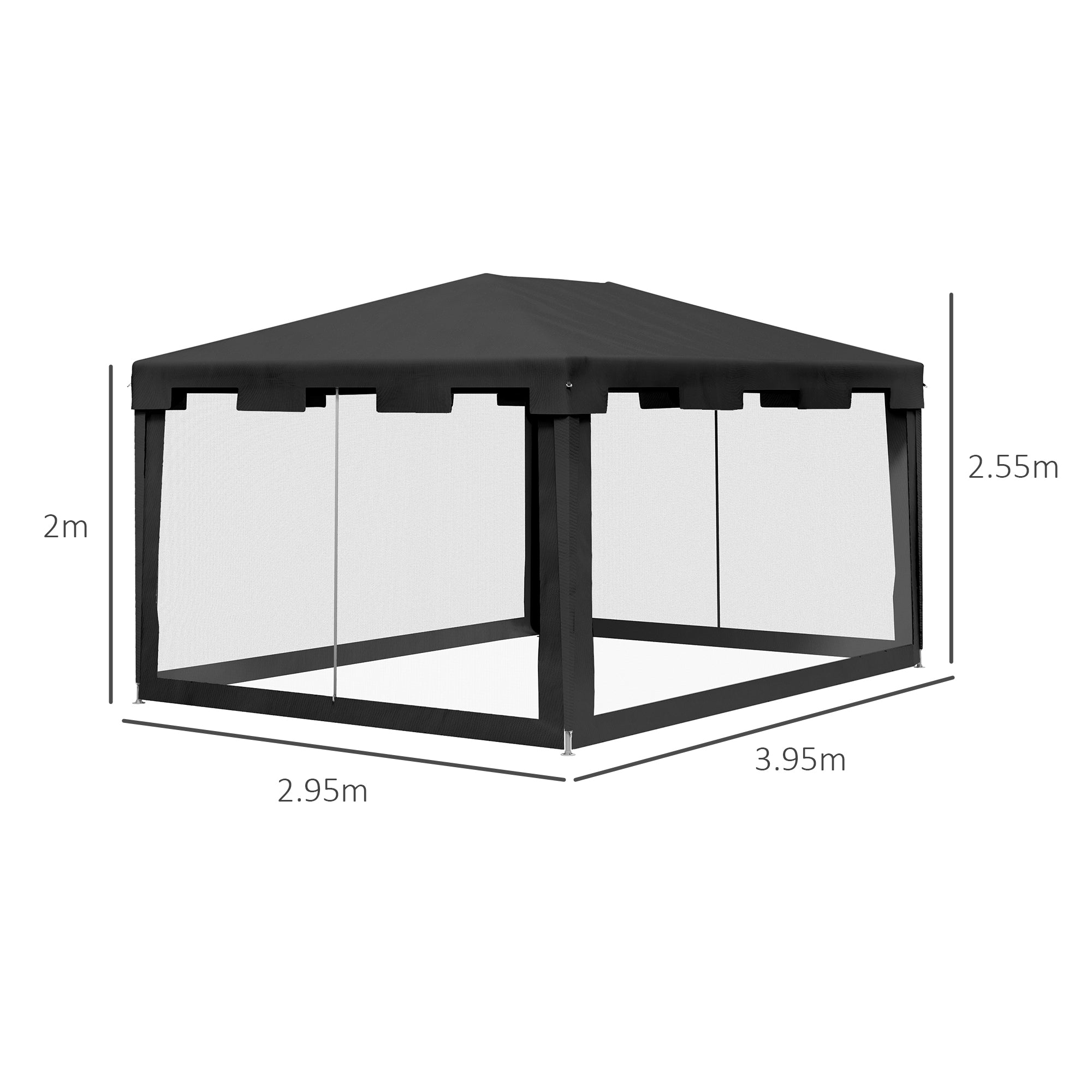 Outsunny Gazebo 4x3 m folding with mosquito net and 2 inputs, in metal and pe, dark gray - Borgè