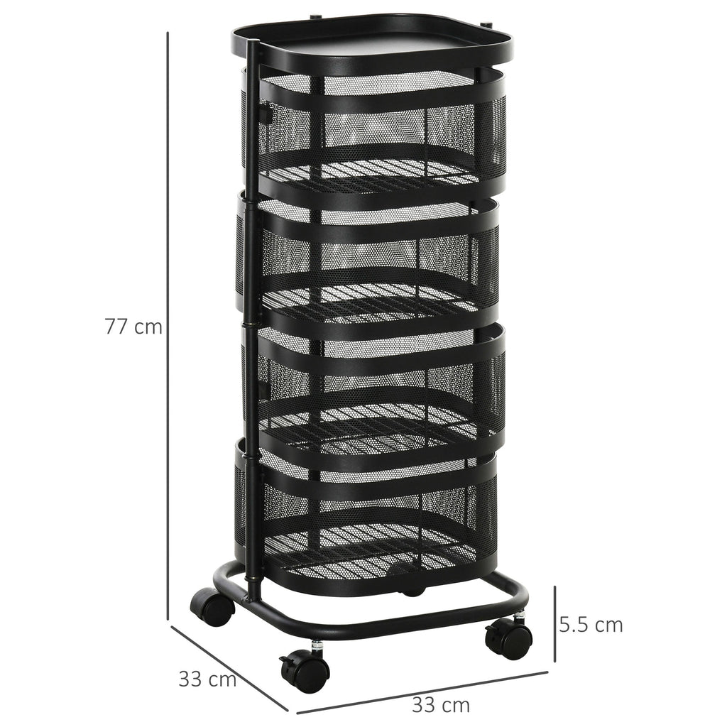 Trolley spouses with 4 baskets, support top and wheels, in steel and pp, 33x33x77 cm - Borgè