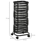 Trolley spouses with 4 baskets, support top and wheels, in steel and pp, 33x33x77 cm - Borgè