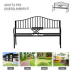 2-Seater Outdoor Bench, Garden Bench with Extendable Metal Table 150 x 53 x 95 cm Black - Borge' Group Limited
