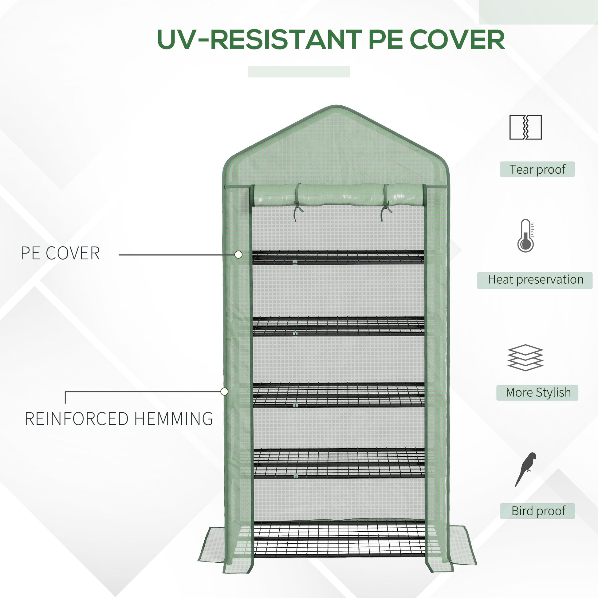 Outsunny Serra A Casetta at 5 -level with roller -up entrance, in steel and polyethylene, 90x49x193 cm, green - Borgè