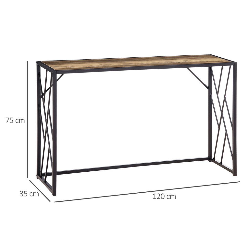 Table Industrial Steel and Wood Industrial Style, 120x35x75cm, Marrone - Borgè