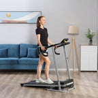 Folding Electric Treadmill Space-Saving and Quiet with Adjustable Speed 1-10km/h and LCD Screen, for Home and Office, 500W, Black - Borge' Group Limited