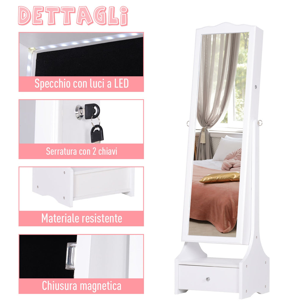 Wardrobe Wardrobe Specchie with white LED lights 45x36x150cm - Borgè