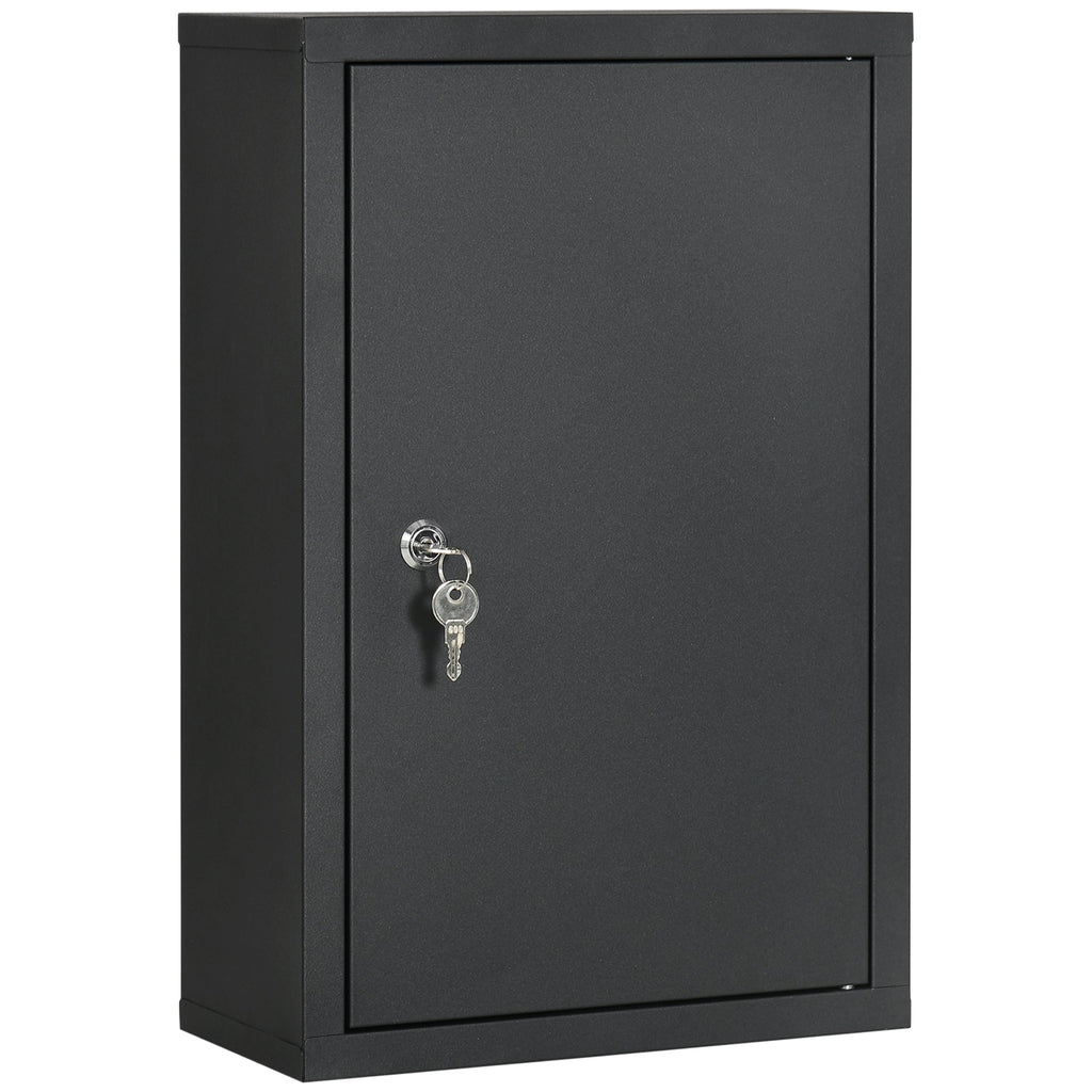 Kleankin Medicinal locker with 3 shelves and block with steel keys, 30x14x46cm, black - Borgè