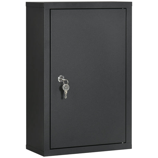 Kleankin Medicinal locker with 3 shelves and block with steel keys, 30x14x46cm, black