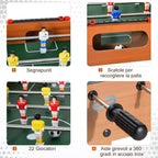 Wooden Table Football with 22 Players in 3:4:3 Formation, 2 Balls and 2 Scoreboards Included 84.5x40x61.2cm - Borge' Group Limited