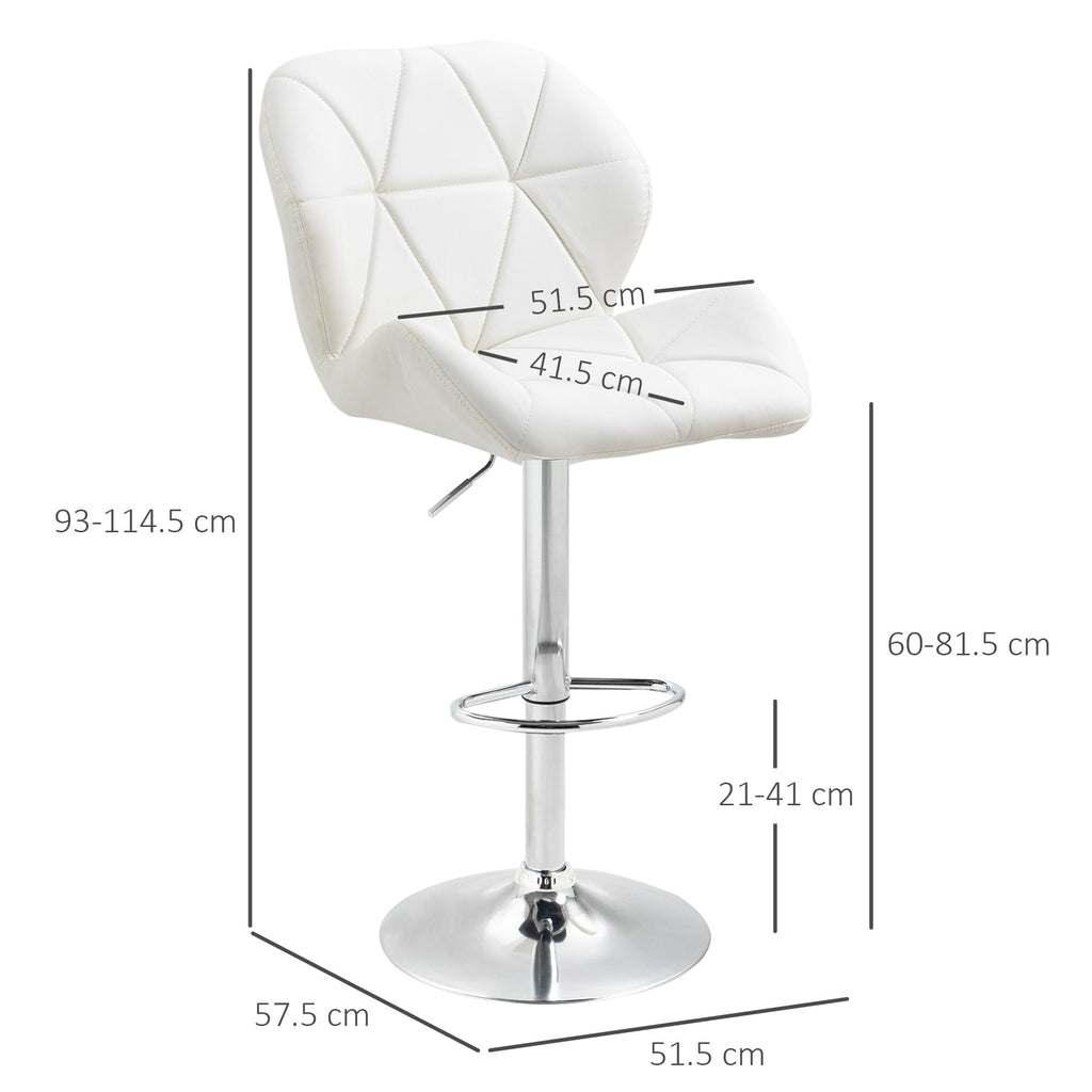 Set 2 swivel bar stools with adjustable height, similar coating and round base - white - Borgè