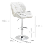Set 2 swivel bar stools with adjustable height, similar coating and round base - white - Borgè