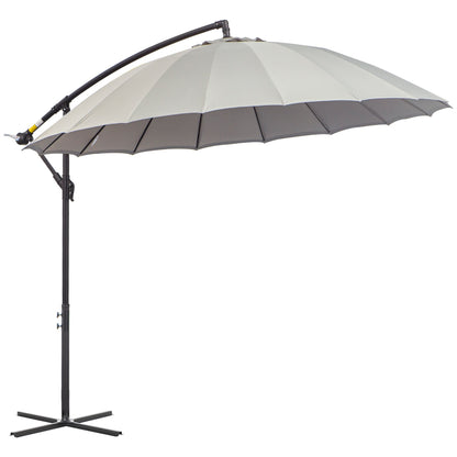 Outsunny Garden umbrella φ296cm, arm umbrella for Grey exterior with cross base - Borgè