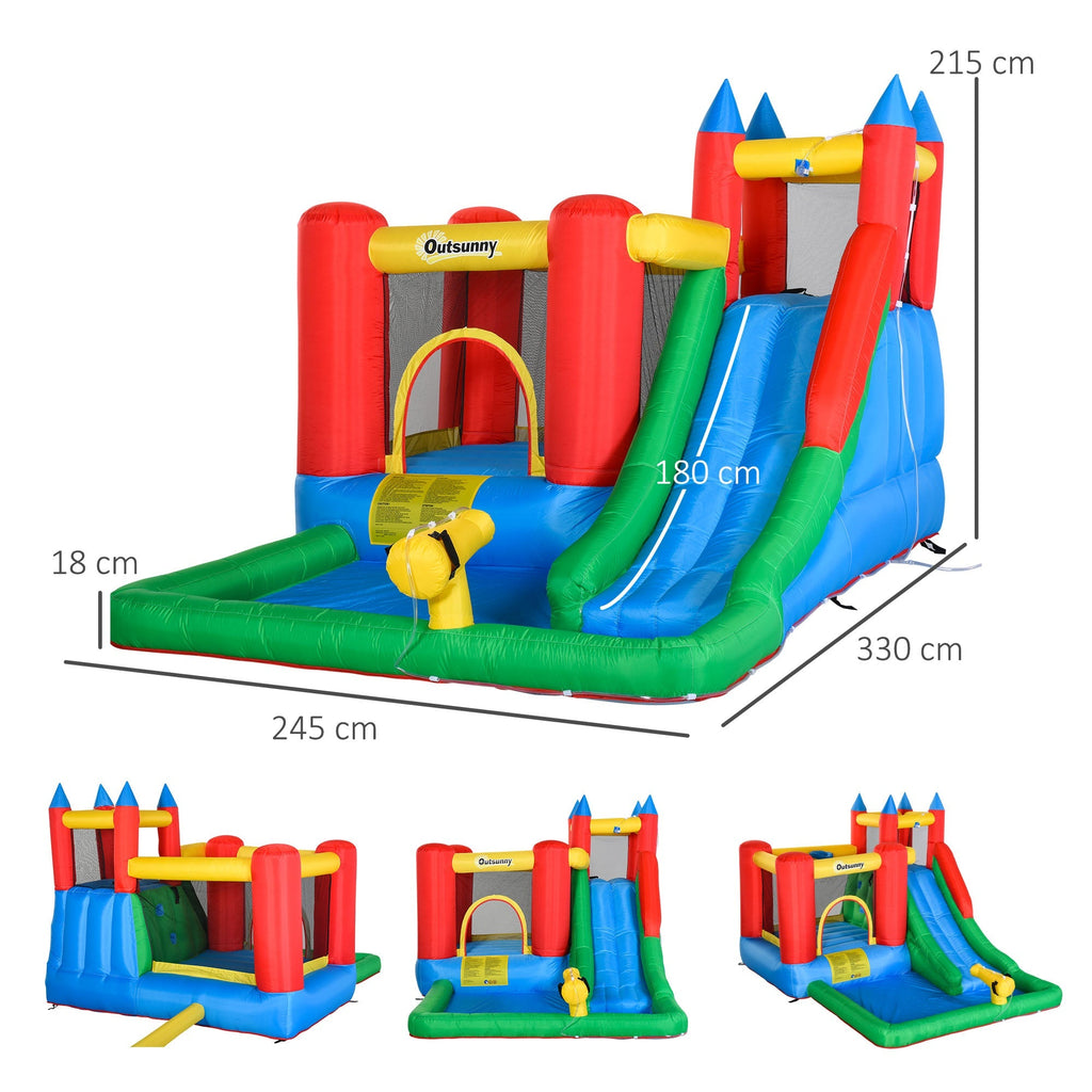Inflatable Game for Children 3-8 Years with Slide, Trampoline, Pool, max 4 Children, 330x245x215cm - Borge' Group Limited
