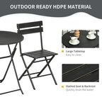 SMOKY GREY | 3 Piece Garden Set with 2 Folding Chairs and Table in Steel and HDPE, Dark Grey - Borge' Group Limited