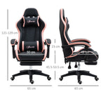 Pink and black gaming chair with adjustable height and reclining height, 65x65x121-129 cm - Borgè