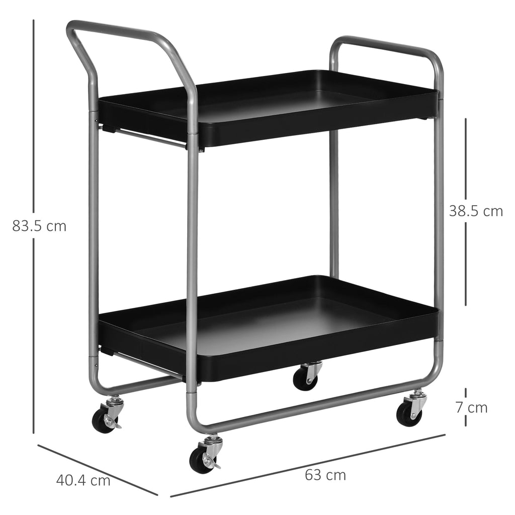 Trolley 2 levels with swivel handles and wheels, in metal, 63x40.4x83.5 cm - Borgè