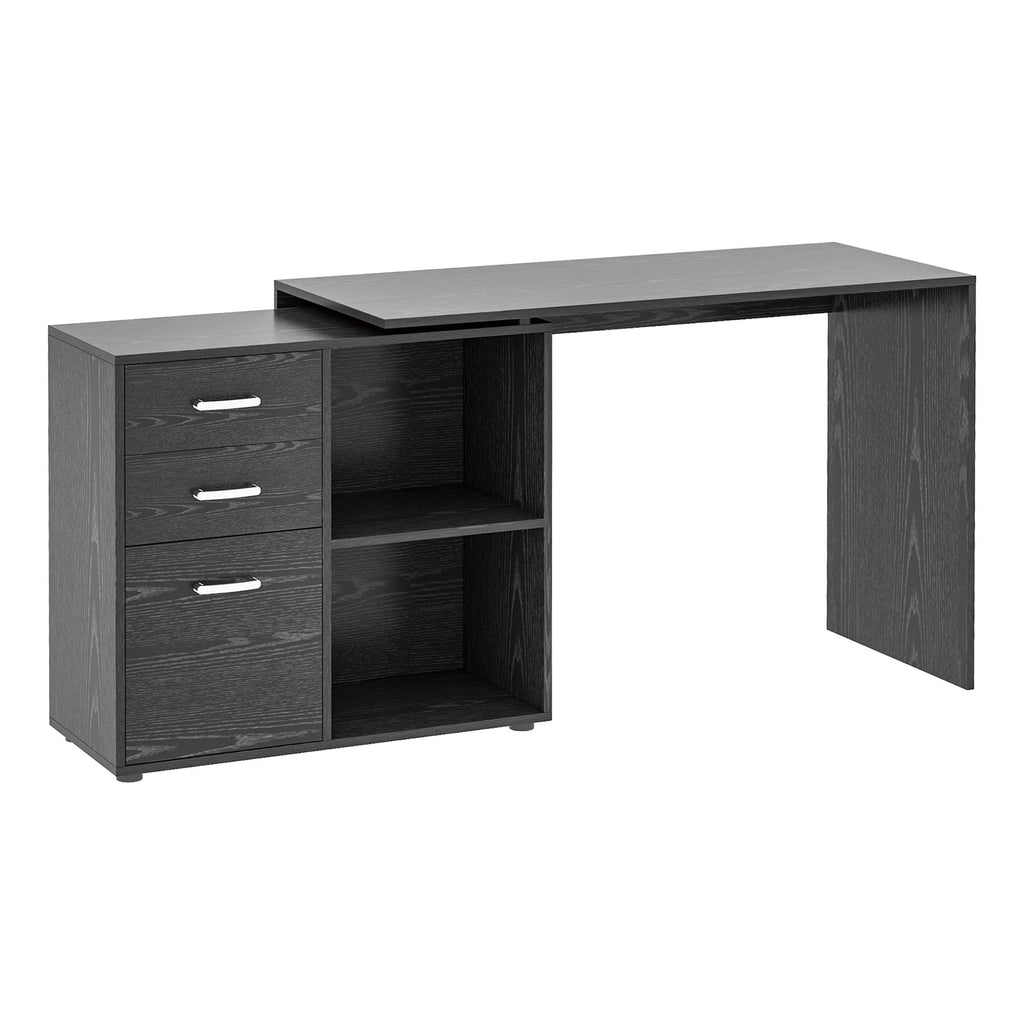corner desk with chest of drawers, for office and house, LA, black shape - Borgè