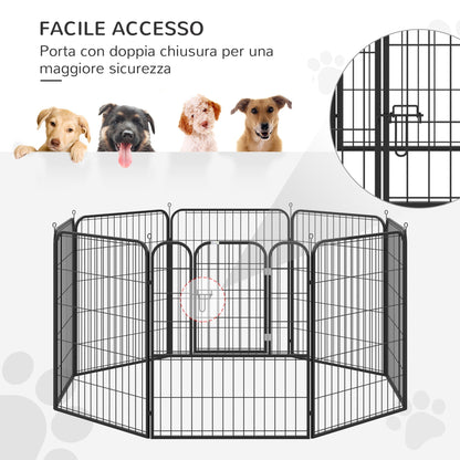 PAWHUT Modular fence for interior and outdoor dogs in metal and steel 8 panels 79x100cm - Borgè