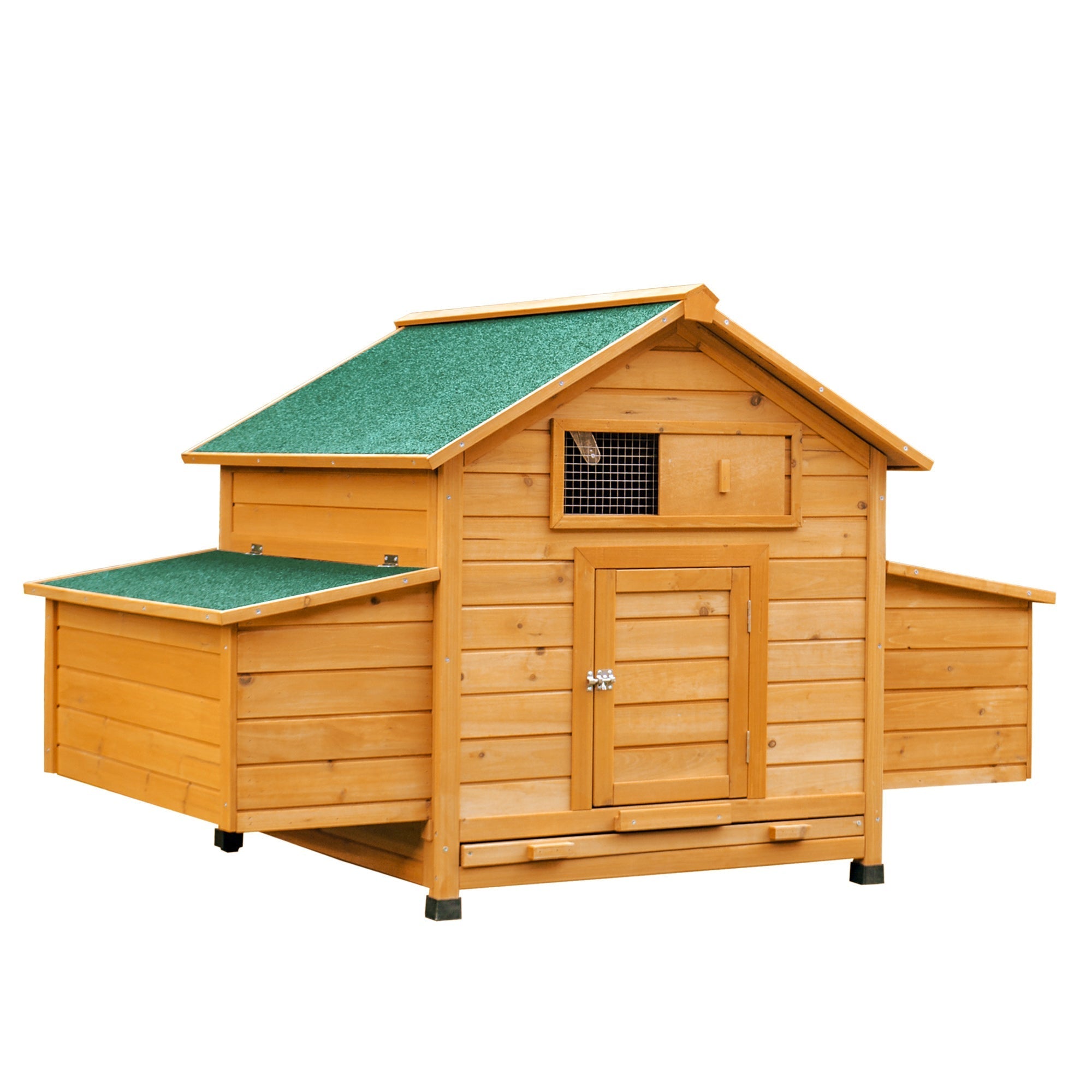 Chicken Coop Laying Cage for Garden Chickens with 2 Drawers, Nest and Waterproof Outdoor Roof in Wood, 150x100x96.5 cm - Borge' Group Limited