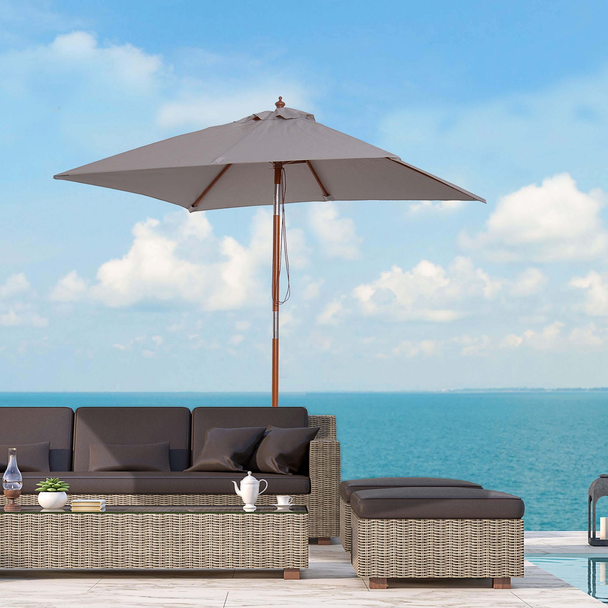 AUSTIN | Grey Inclinable Garden Umbrella - Borge' Group Limited