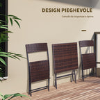 3-Piece Folding Garden Set, PE Rattan and Metal, 2 Chairs and Coffee Table, UV Protection, Balcony Furniture Set, for Patio and Backyard, Brown - Borge' Group Limited