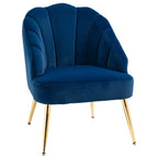 Blue Velvet Armchair with Shell back | 63x65x84cm - Borgè