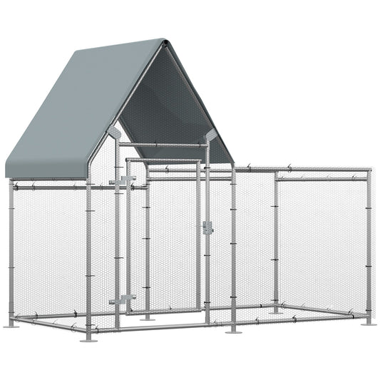 Pawhut for galvanized steel chickens with oxford protection sheet, 200x105x172cm, silver - Borgè