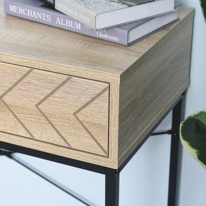 Fiorino | Vintage Console Table in Wood and Black Metal for a Contemporary Design Entrance, 2 Drawers 90x35x76cm