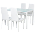 Set 5 pieces with 1 table and 4 kitchen chairs or dining room in the same -like, metal and tempered glass, white - Borgè