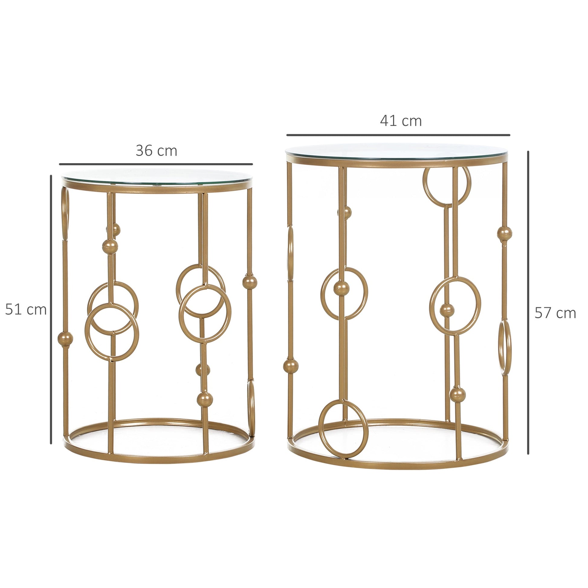 DOLCE | Set of 2 Elegant Coffee Tables | φ41x57cm & φ36x51cm - Borgè