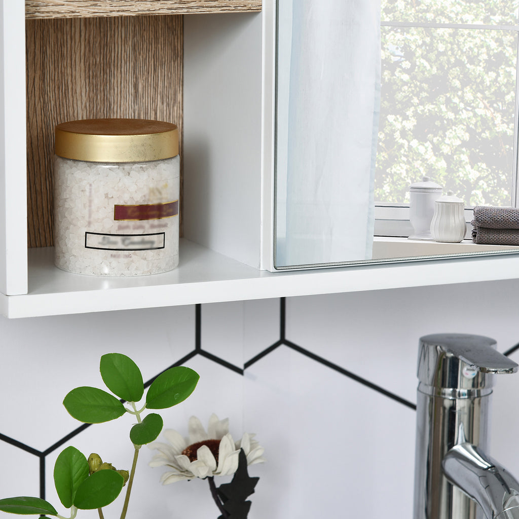 Homcom cabinet with mdf mirror and chipboard with 3 side shelves and internal adjustable shelf, 60x14.5x49.4 cm - Borgè
