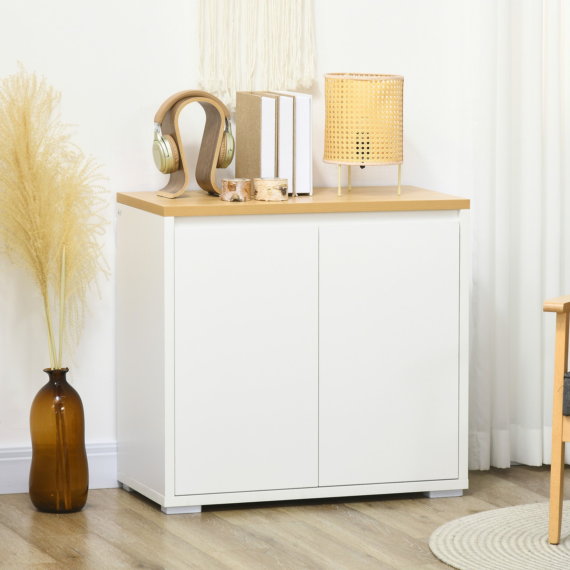 Homcom Multiuse mobile with 2 levels in chipboard and adjustable shelf, 80x37x75cm - Borgè