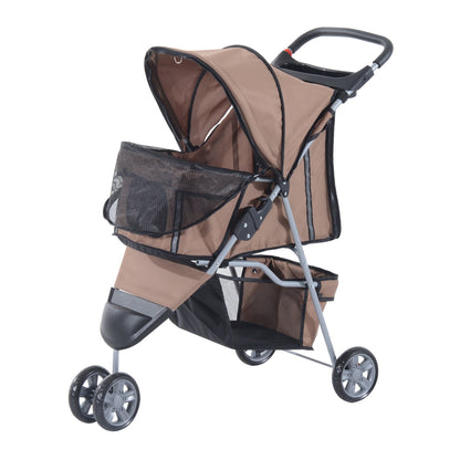 Pawhut Folding Dog Stroller Cart Pet Cart Cart Coffee Coffee 75 x 45 x 97cm - Borgè