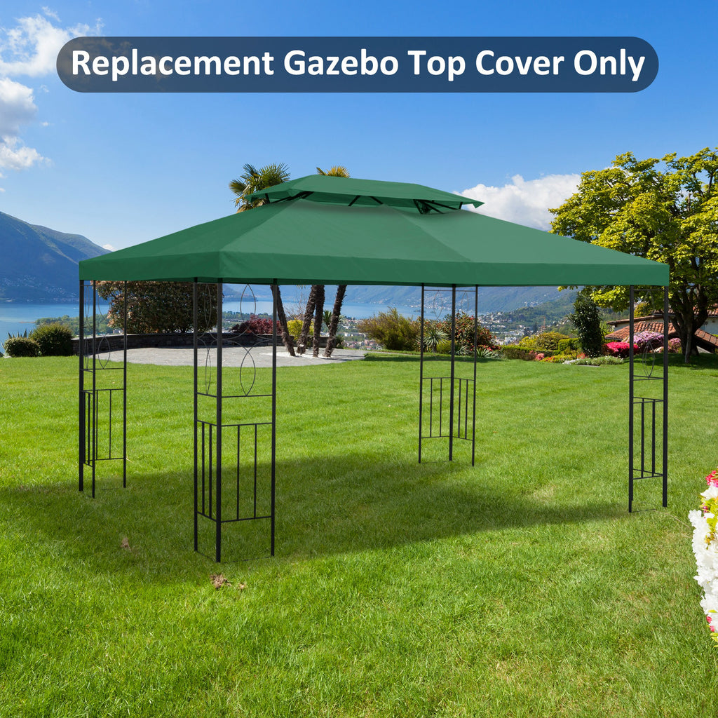 Outsunny coverage for gazebo 4x3 m at 2 levels in polyester with straps and 10 drainage holes, green - Borgè