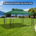 Outsunny coverage for gazebo 4x3 m at 2 levels in polyester with straps and 10 drainage holes, green - Borgè