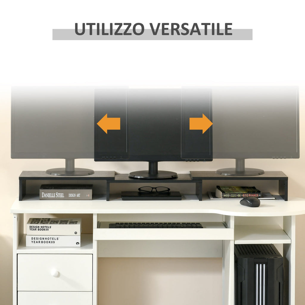 MDF monitor support with length and angle adjustable laptop, PC, printers and TV, 80-117x23.5x10cm, black - Borgè