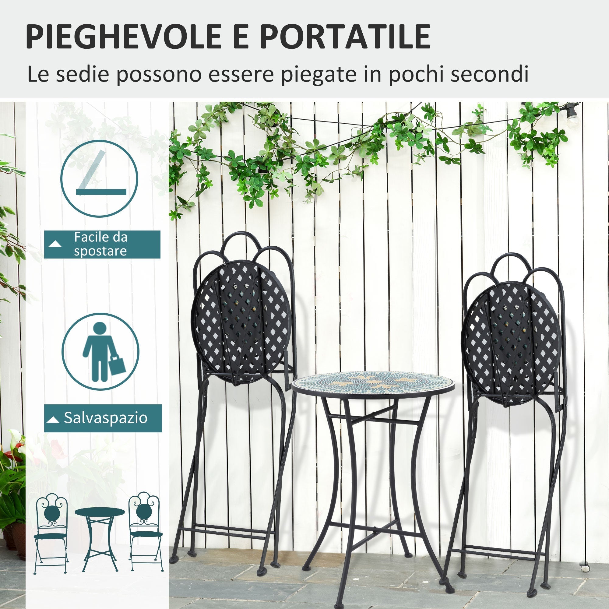 VERDANT | 3 Pcs Garden Table and Chairs - Borge' Group Limited