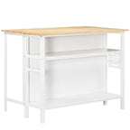 Homcom island kitchen with folding work surface and 2 wooden shelves and steel, 120x76x91.5cm, white - Borgè