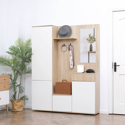 input mobile 4 in 1 in chipboard with mirror, hooks and adjustable interior shelves, 145x29x184 cm - Borgè