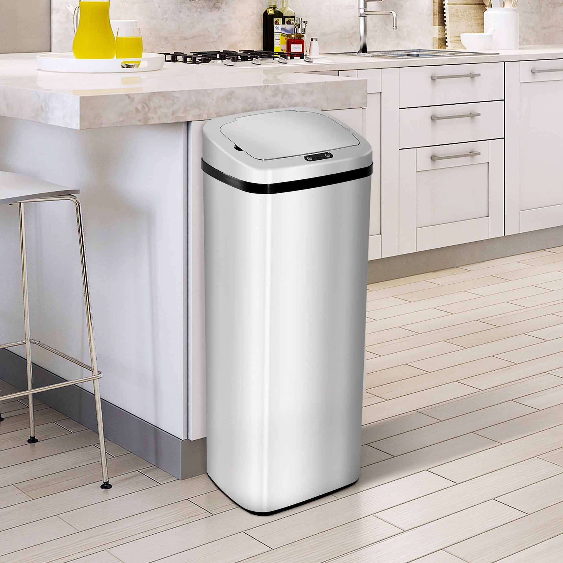 rectangular waste basket in stainless steel with infrared sensor, 50l - Borgè