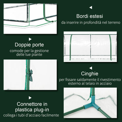 Outsunny Garden greenhouse tunnel in steel and with PVC cover, 200x100x80 cm, transparent and green - Borgè