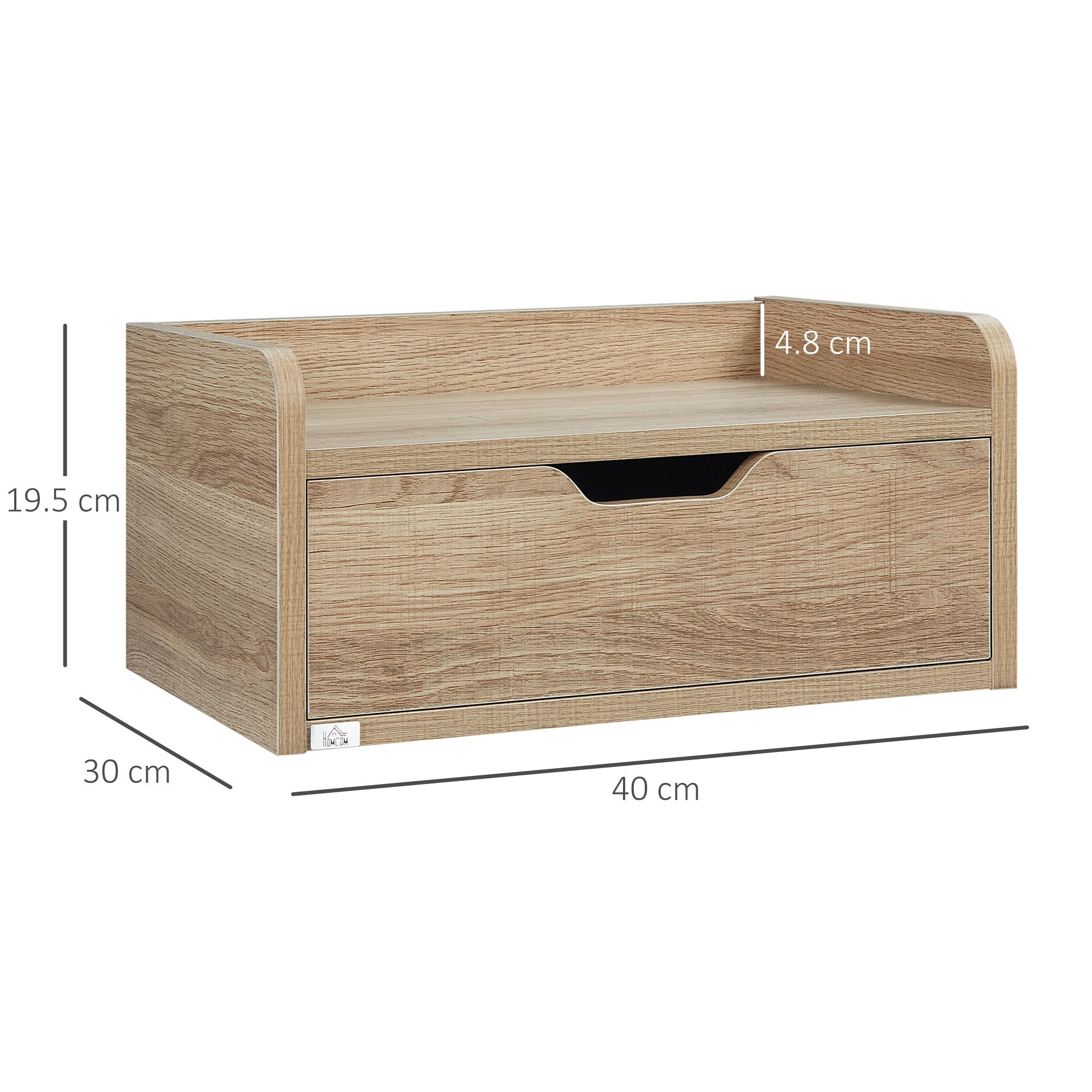 Set 2 bedside tables suspended in chipboard for bedroom and living room, 40x30x19.5 cm - Borgè