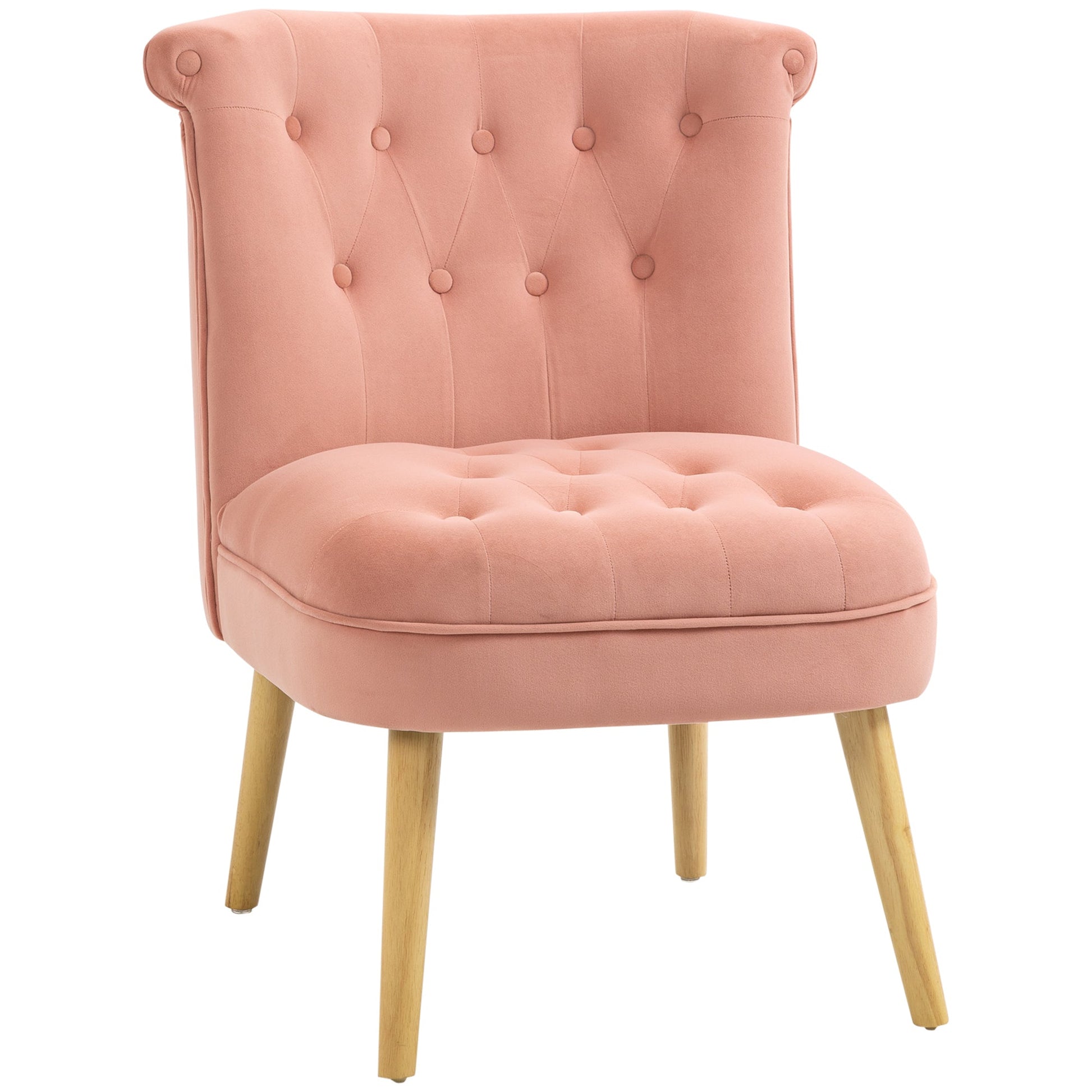 Modern chair for living room and dining room with padded seat and velvety fabric, 60x66x79 cm, pink - Borgè