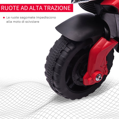 electric motorcycle for children with headlights and clacson, 6v speed 3km/h battery, age 18-48 months, 88.5x42.5x49cm, red - Borgè