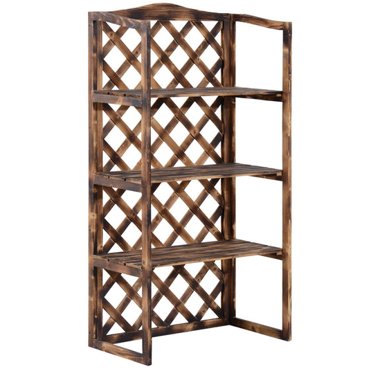 Outsunny shelves Fioriera for plants with 3 fir wood shelves, 80x40x150cm - Borgè