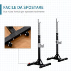 Set 2 Rack holder holder in steel, hooks with adjustable height, capacity 110kg, 55x57x105-170cm, black - Borge' Group Limited