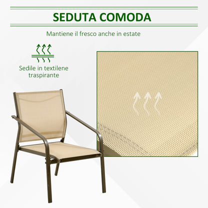 Outdoor 4 Pcs Khaki Set Sofa, 2 Chairs and Table | Outsunny - Borgè