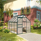 Garden Greenhouse in Polycarbonate, Metal and Aluminum, Anti-UV and Windproof, 190x253x199cm, Green - Borge' Group Limited