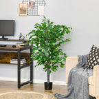 Ficus Artificial plant 135cm tall with internal and outdoor vase - green - Borgè
