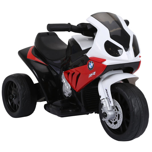 electric motorcycle for children max. 20kg with bmw license, 3 wheels, 6V rechargeable battery, red white, 66x37x44cm - Borgè